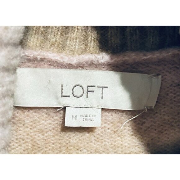 LOFT Sweater Womens Medium Ombre Turtleneck Poncho Oversized Cozy Boho Boxy - Picture 7 of 9